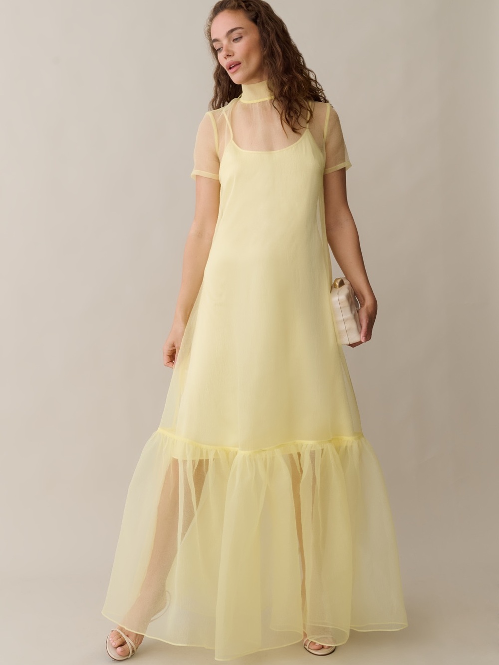 CAARA
Melody Dress Girls' Lemon Chiffon Maxi Dress with Sheer Overlay
